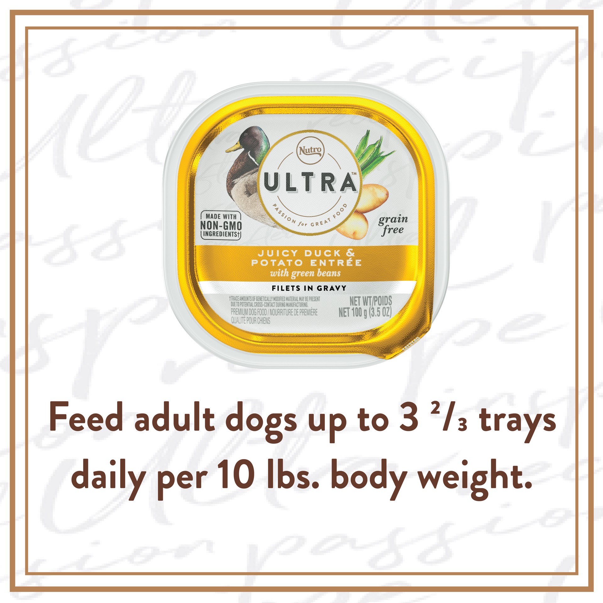 slide 2 of 4, Nutro Ultra Grain Free Adult Soft Wet Dog Food Filets In Gravy Juicy Duck & Potato Entrée With Green Beans, (24) 3.5 Oz. Trays, 3.5 Oz