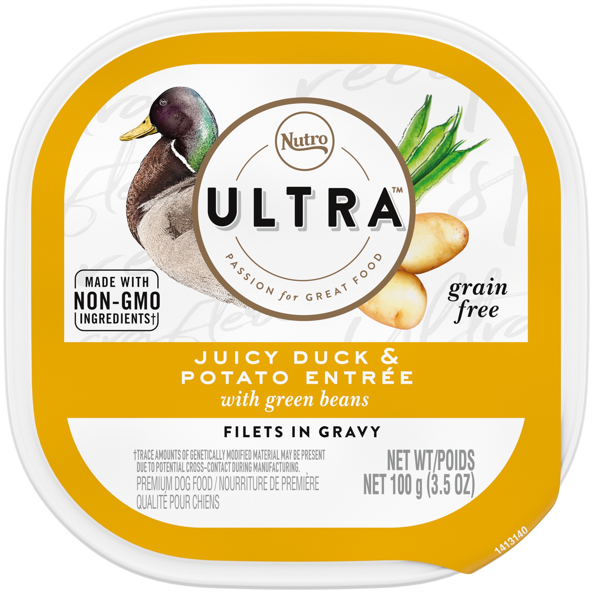 slide 1 of 4, Nutro Ultra Grain Free Adult Soft Wet Dog Food Filets In Gravy Juicy Duck & Potato Entrée With Green Beans, (24) 3.5 Oz. Trays, 3.5 Oz