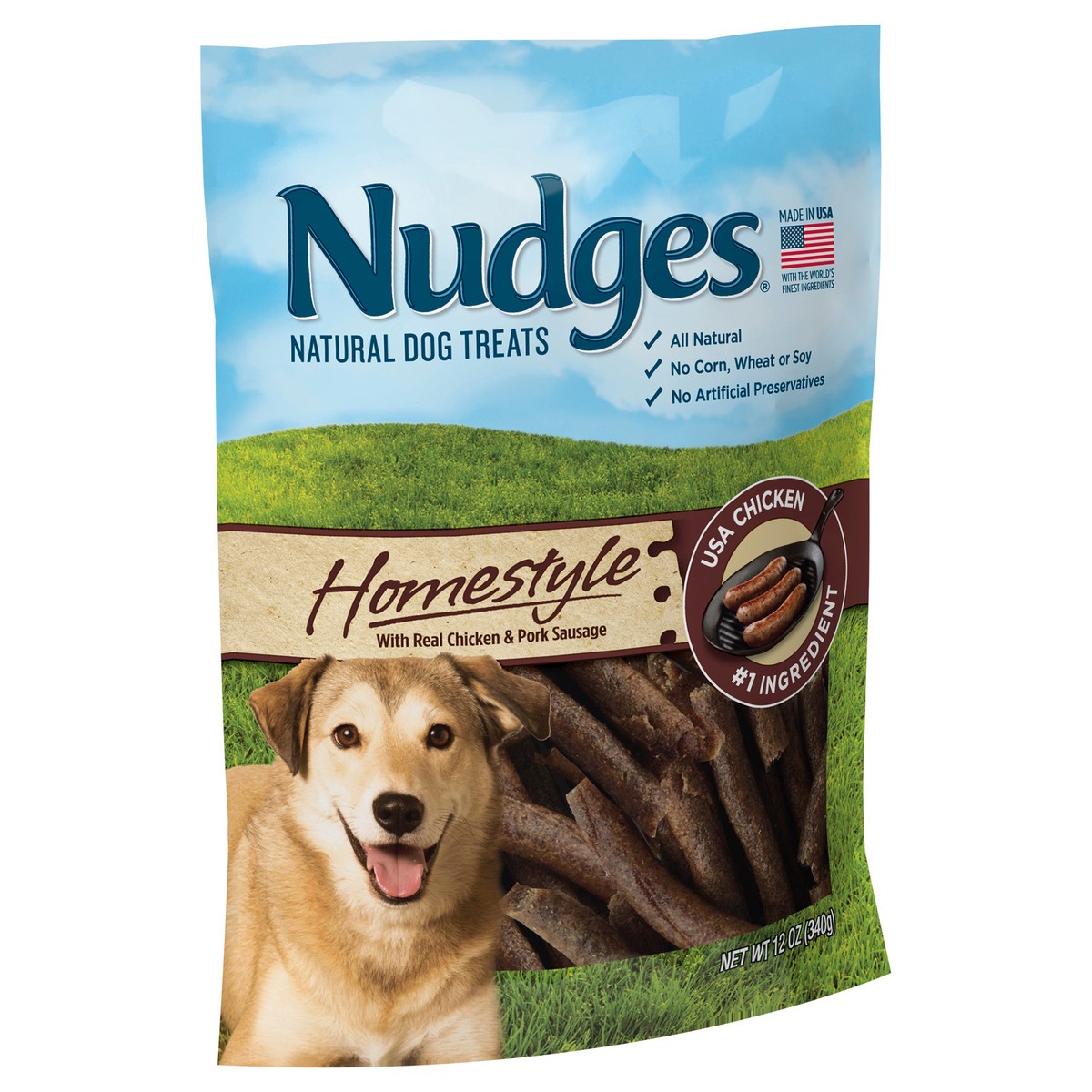 slide 2 of 6, Nudges Homestyle Natural Chicken & Pork Sausage Dog Treats 12 oz, 12 oz