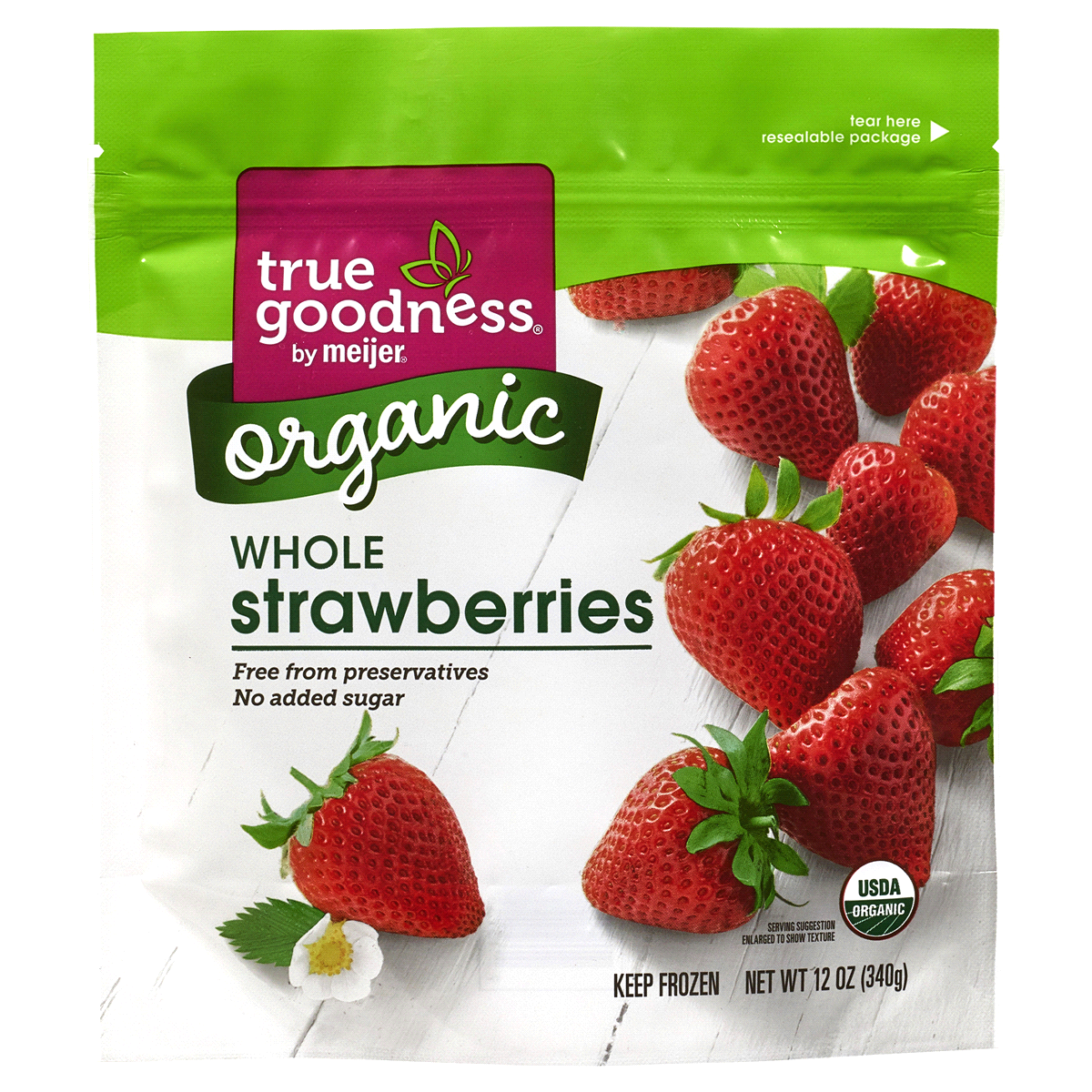 slide 1 of 5, True Goodness Organic Frozen Strawberries, 12 oz