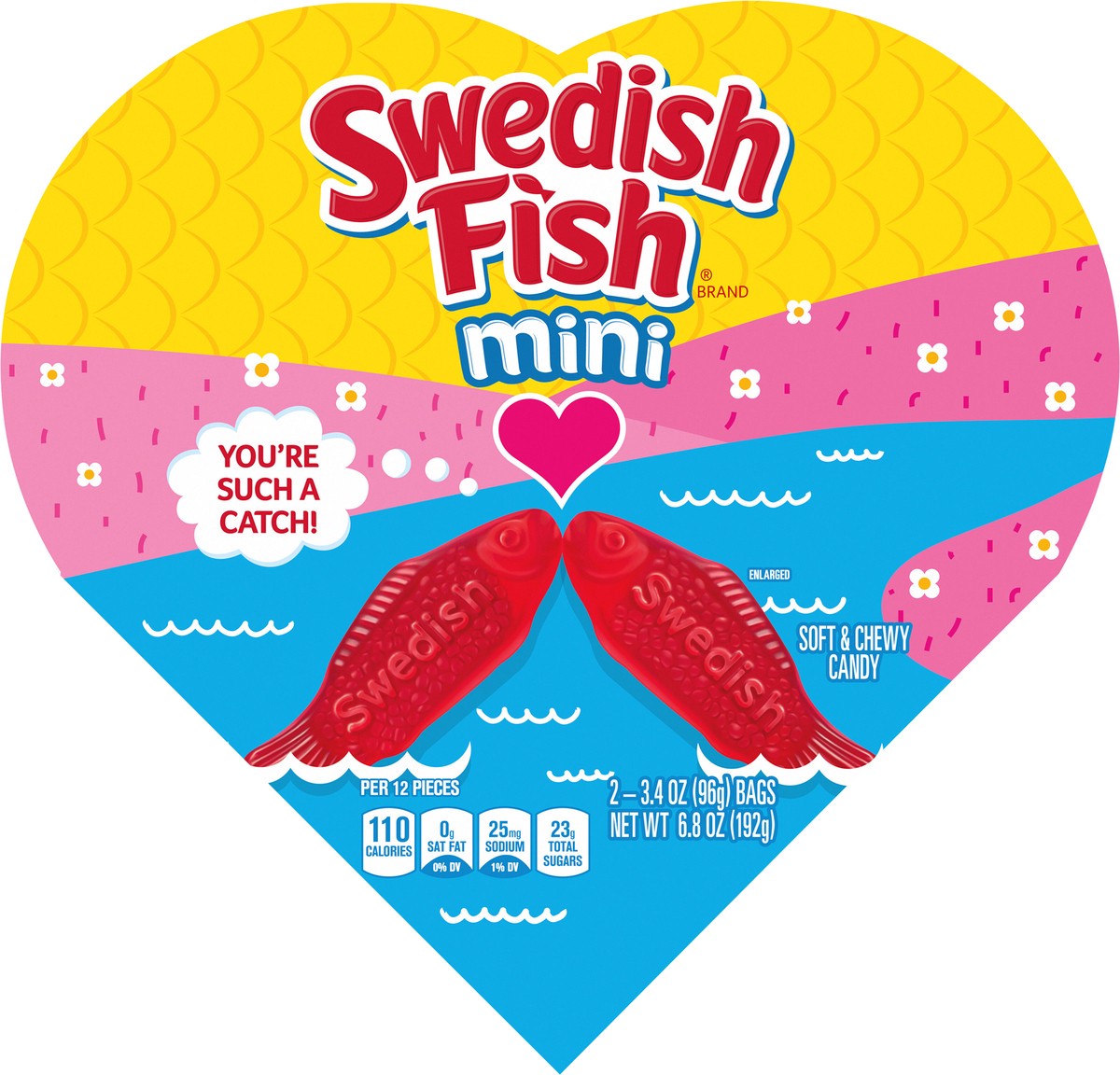 slide 3 of 9, SWEDISH FISH Soft & Chewy Valentines Day Candy, 6.8 oz Heart Shaped Box, 2 ct