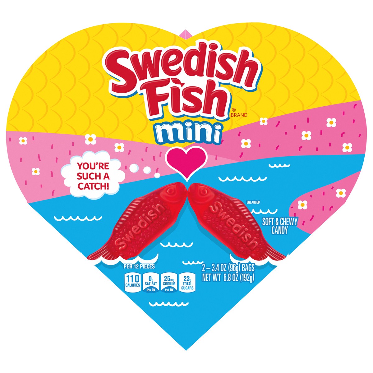 slide 1 of 9, SWEDISH FISH Soft & Chewy Valentines Day Candy, 6.8 oz Heart Shaped Box, 2 ct