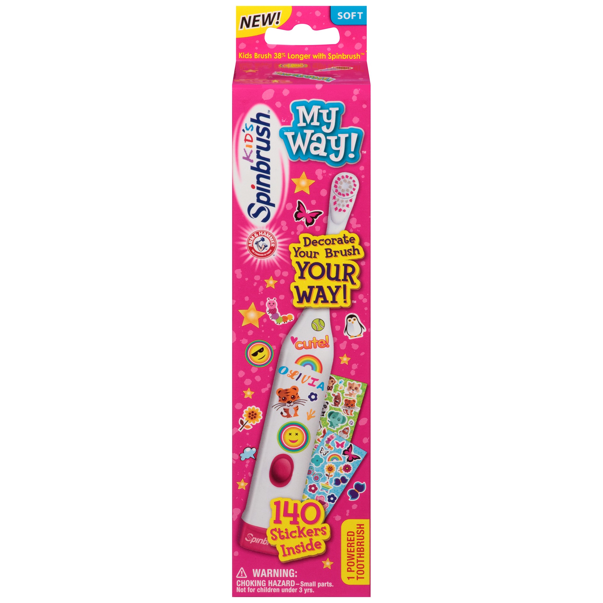 slide 1 of 5, ARM & HAMMER Girls Spinbrush Toothbrush, 1 ct