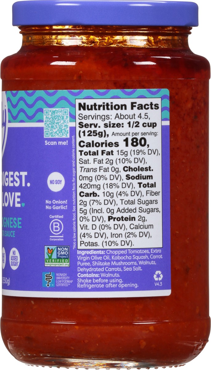 slide 8 of 12, Fody Plant-Based Bolognese Sensitive Pasta Sauce 19.4 oz, 19.4 oz