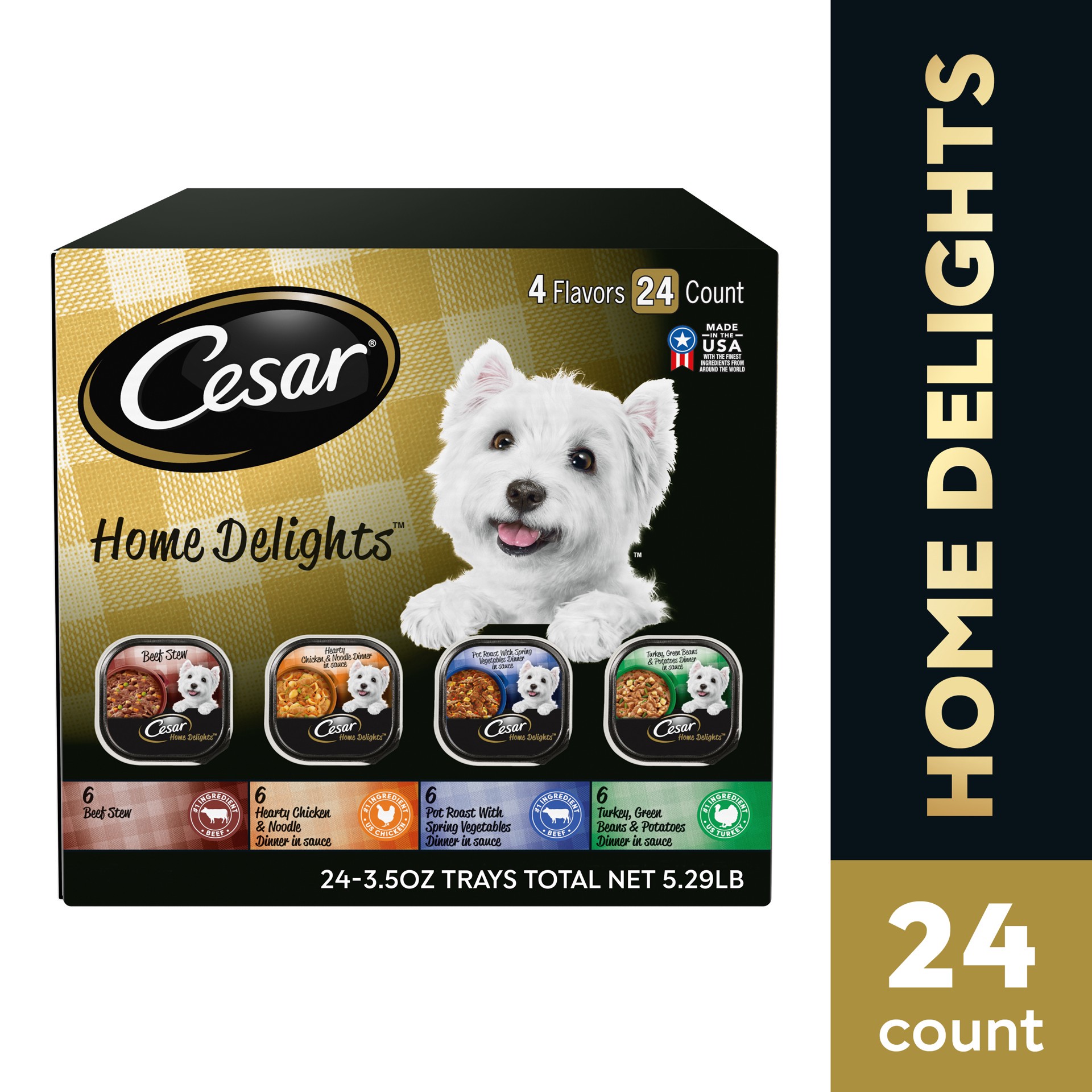 slide 1 of 5, Cesar Home Delights 4 Flavors Canine Cuisine 24 - 3.5 oz Trays, 3.5 oz