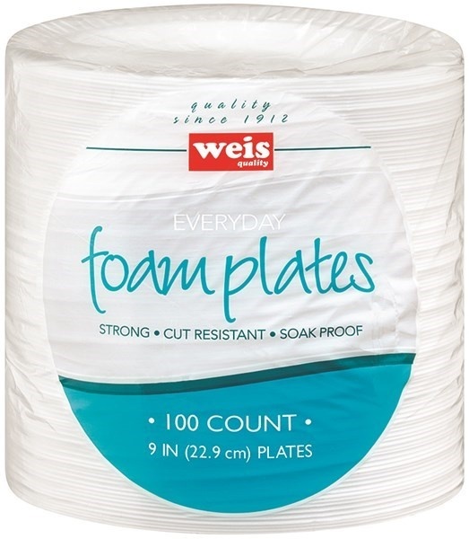 slide 1 of 1, Weis Quality Foam Plates, 100 ct