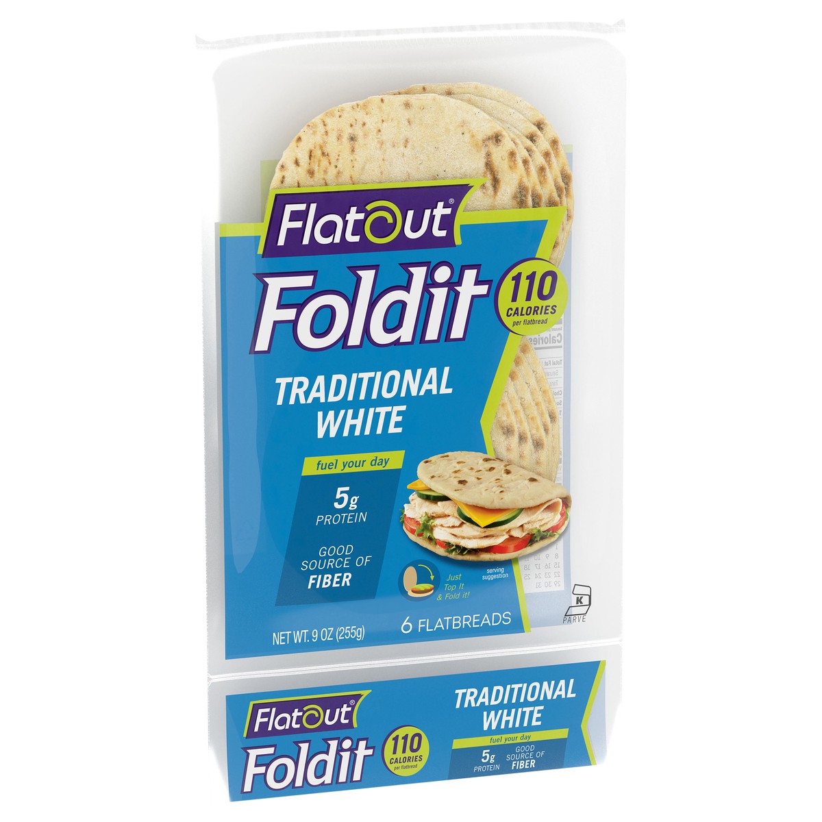 slide 3 of 14, Flatout Foldit Traditional White Flatbread 6 ct Bag, 6 ct