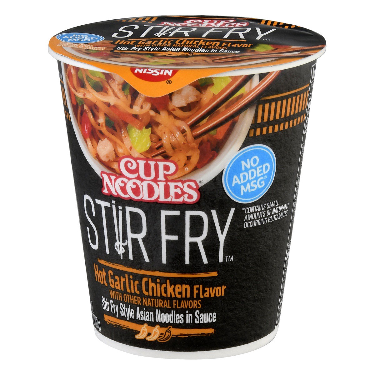 slide 5 of 9, Nissin Cup Noodles Stir Fry Hot Garlic Chicken Flavor Asian Noodles in Sauce 2.93 oz, 2.93 oz