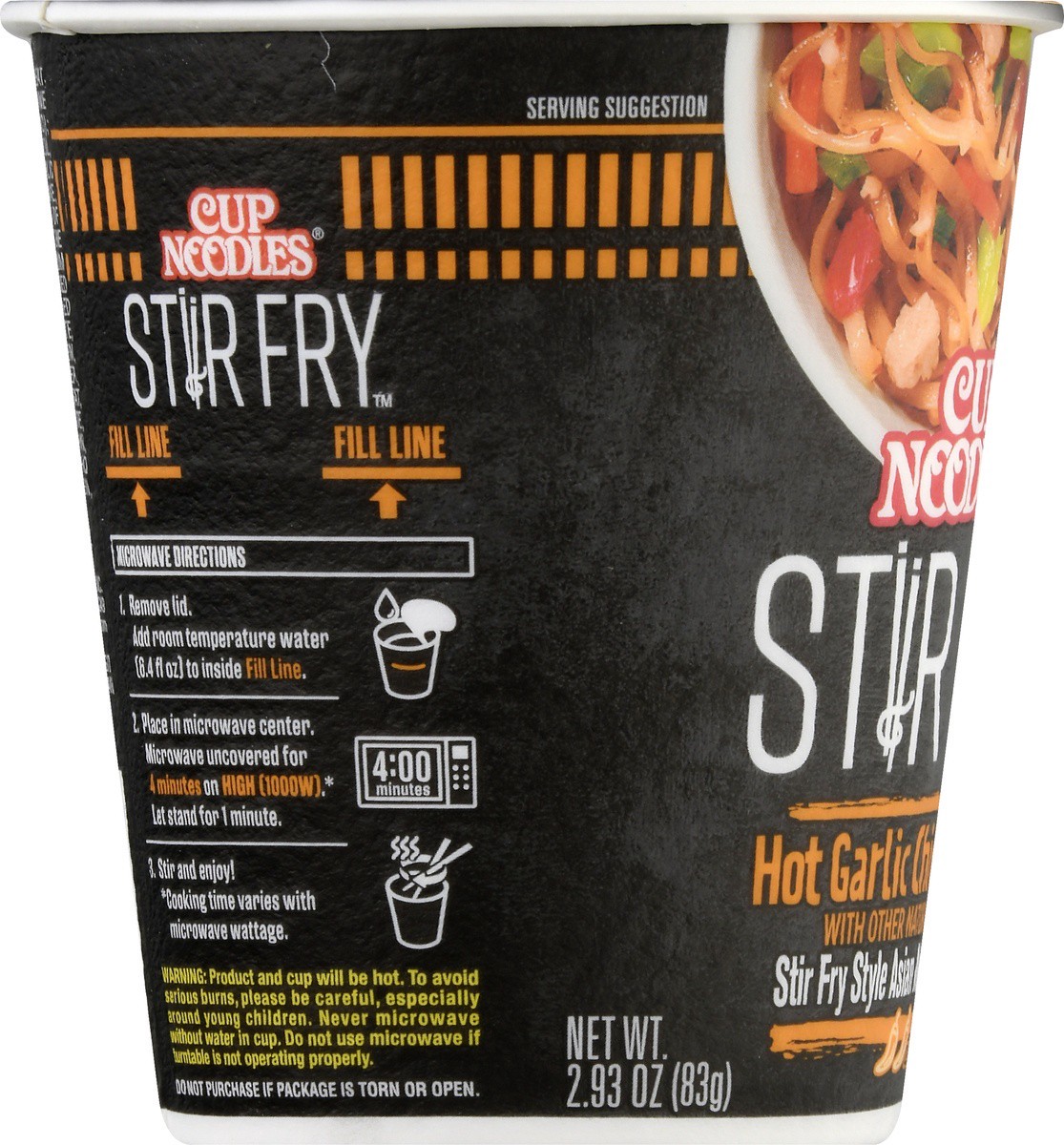 slide 4 of 9, Nissin Cup Noodles Stir Fry Hot Garlic Chicken Flavor Asian Noodles in Sauce 2.93 oz, 2.93 oz