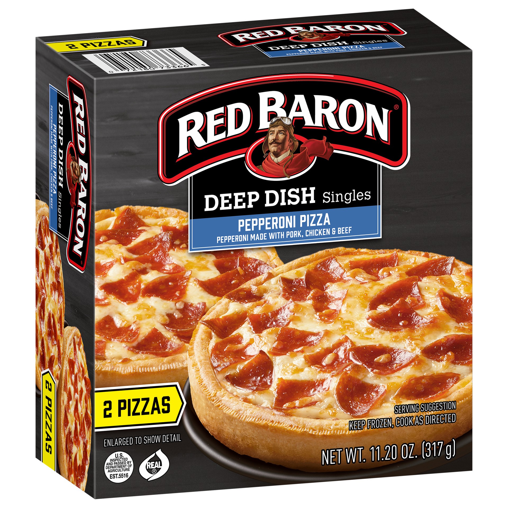 slide 5 of 5, Red Baron Deep Dish Singles Pepperoni Frozen Pizza - 11.2oz, 11.2 oz