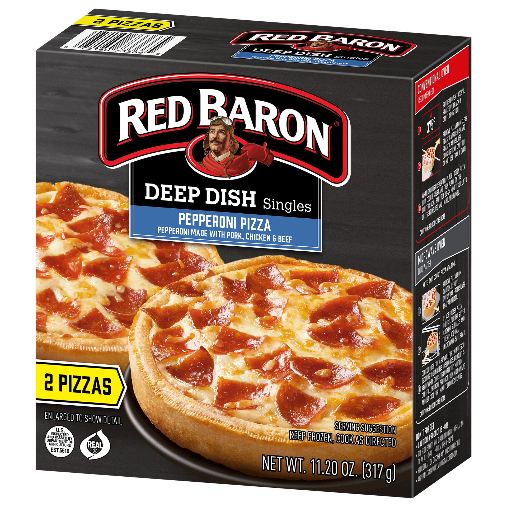 slide 4 of 5, Red Baron Deep Dish Singles Pepperoni Frozen Pizza - 11.2oz, 11.2 oz