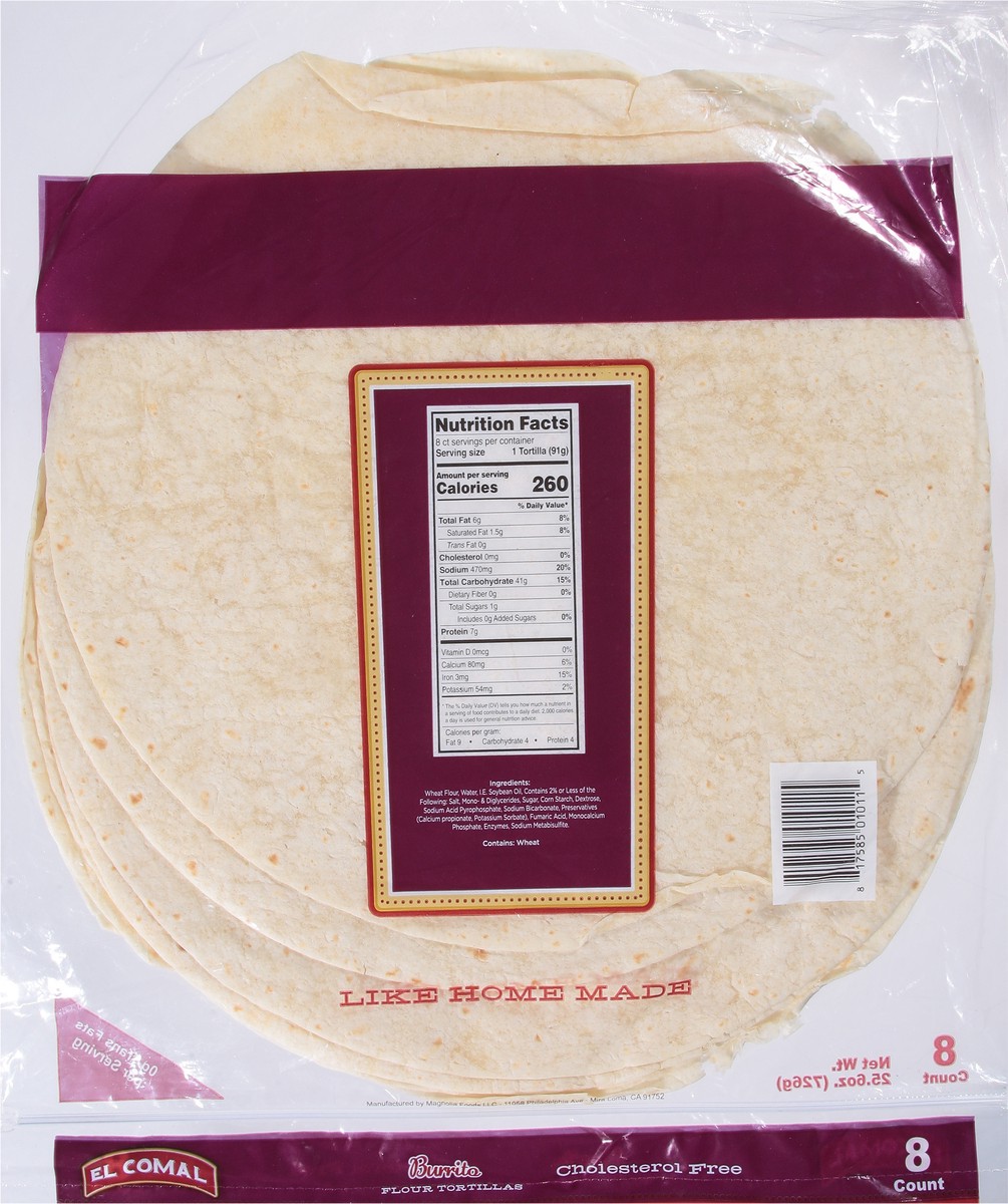 slide 5 of 13, El Comal Burrito Flour Tortillas 8 ea, 8 ct