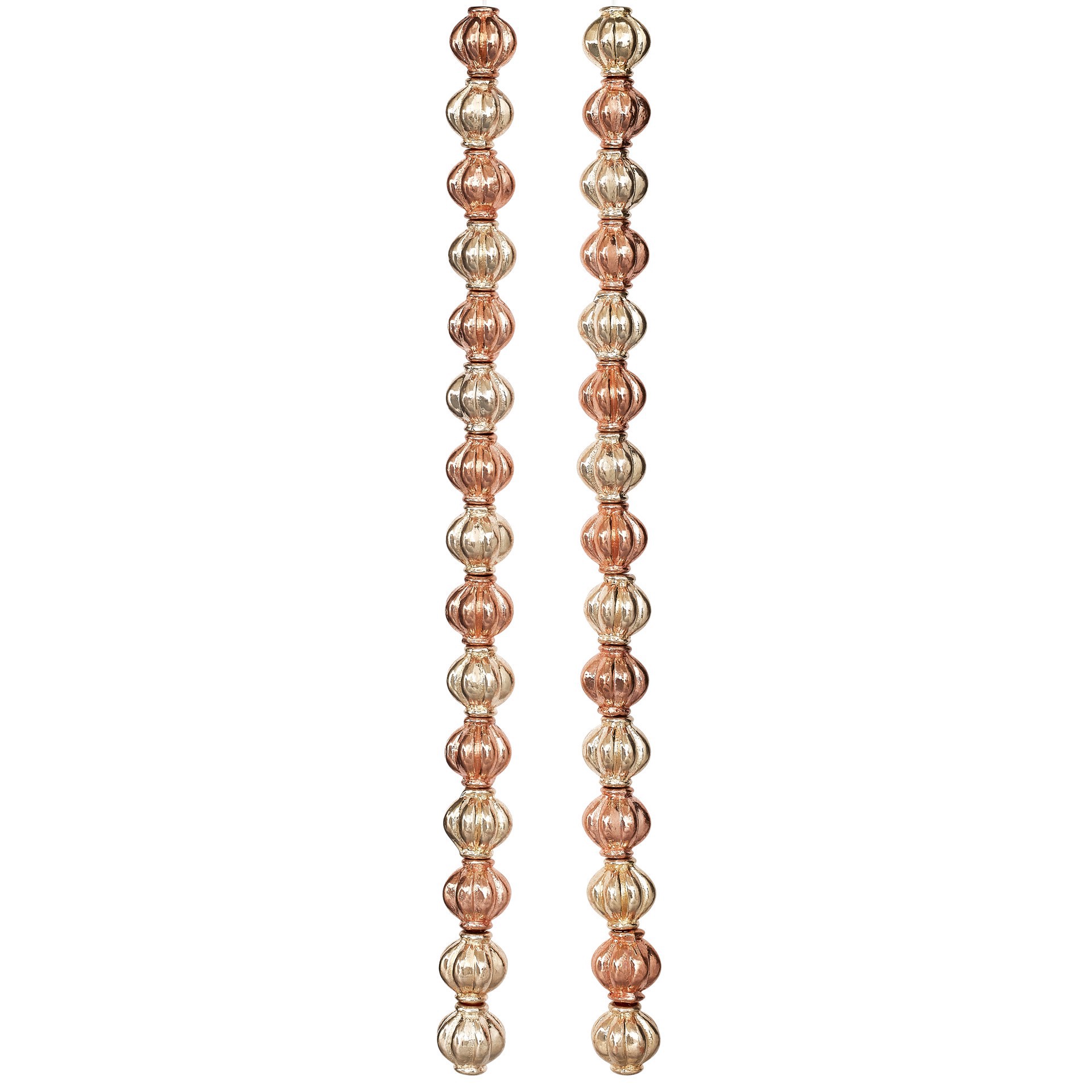 slide 2 of 3, Gold & Rose Gold Shiny Metal Carved Lantern Beads, 8mm By Bead Landing, 8mm