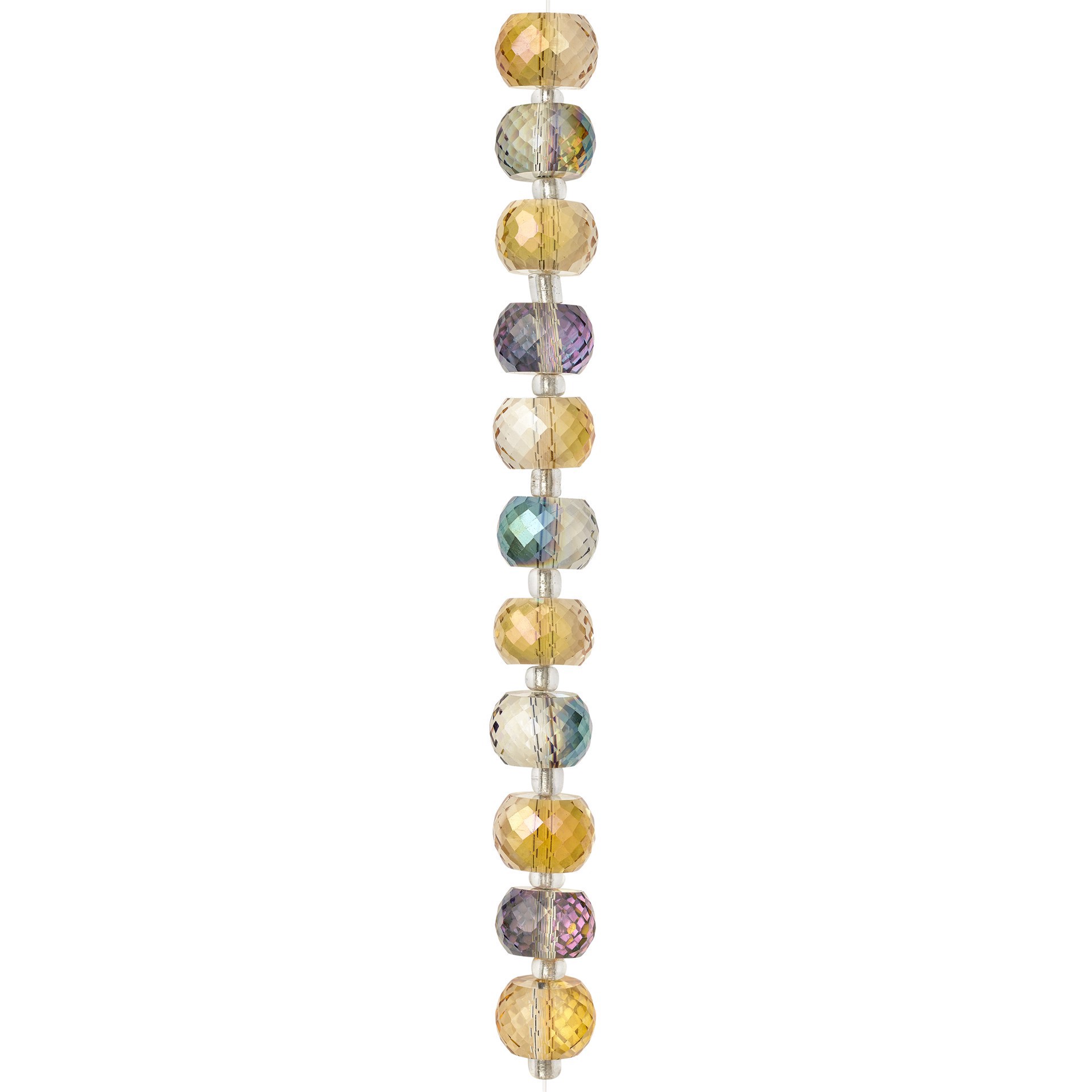slide 3 of 3, Amber & Blue Rondelle Glass Beads, 11mm By Bead Landing, 11mm
