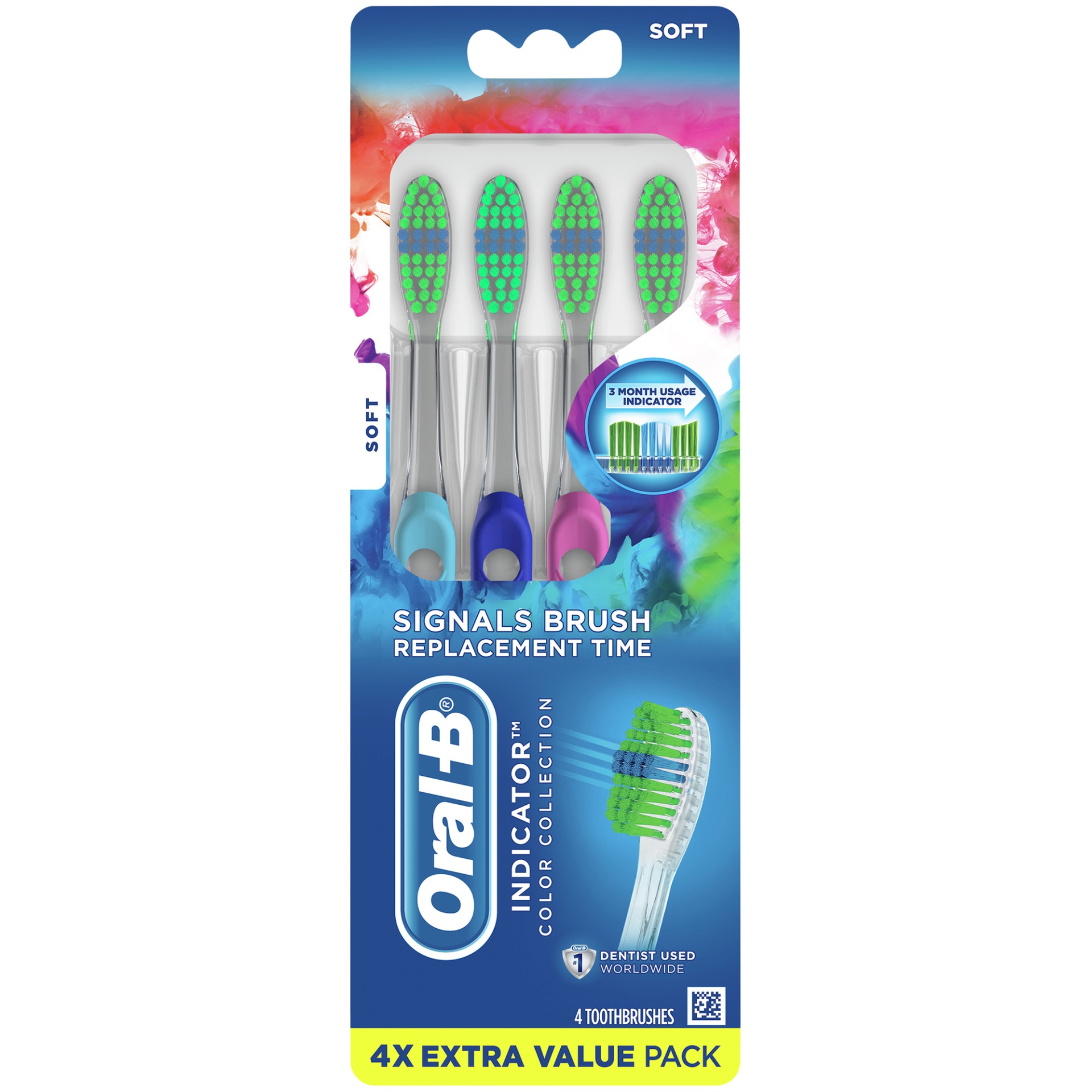 slide 1 of 5, Oral-B Indicator Color Collection Toothbrushes, Soft, 4 ct