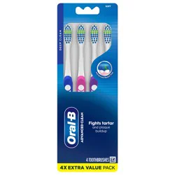 Oral-B Advanced Clean Toothbrushes, Color Changing Bristles, Soft, 4 Count