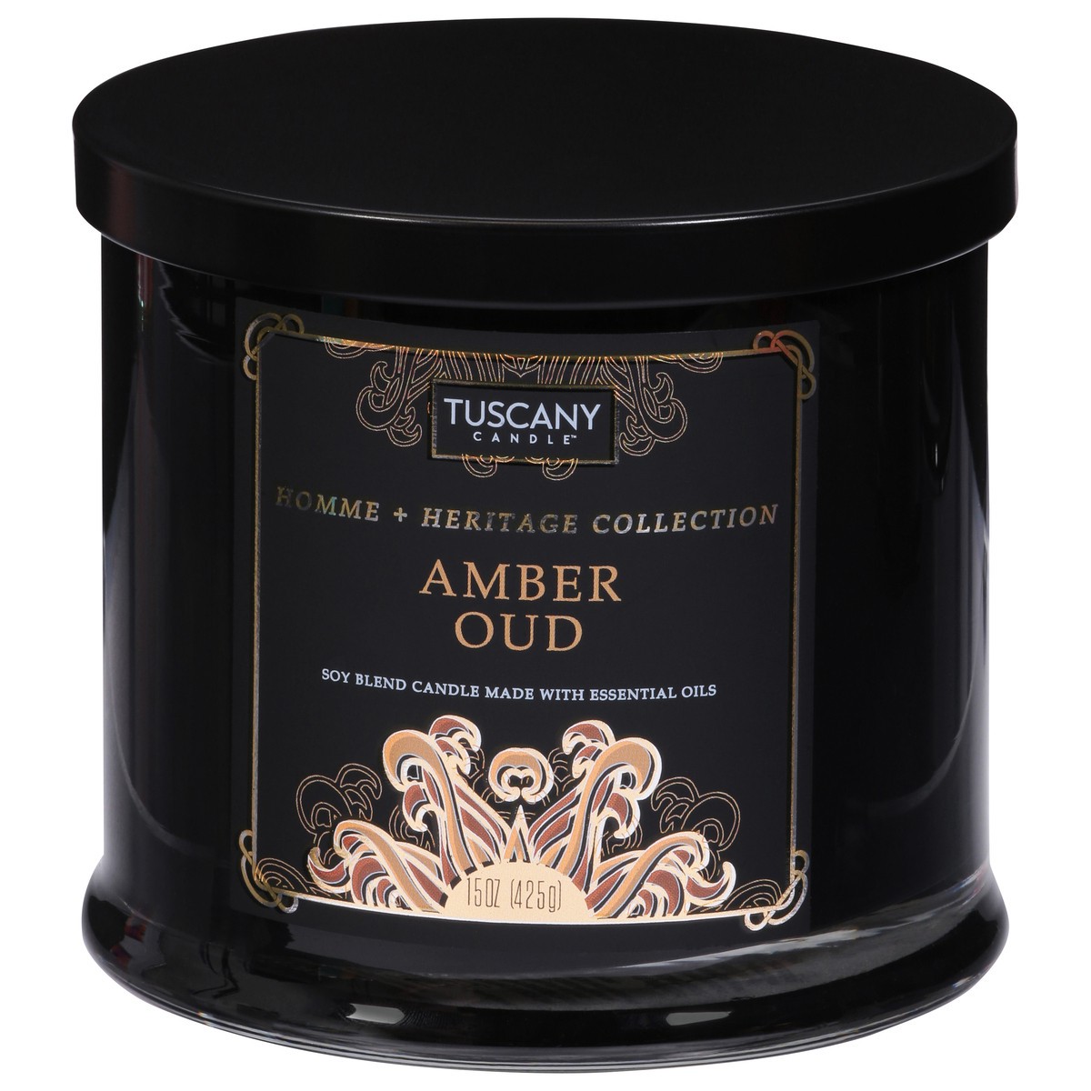 slide 1 of 9, Tuscany Candle Homme + Heritage Collection Soy Blend Candle, Amber Oud, 15 oz