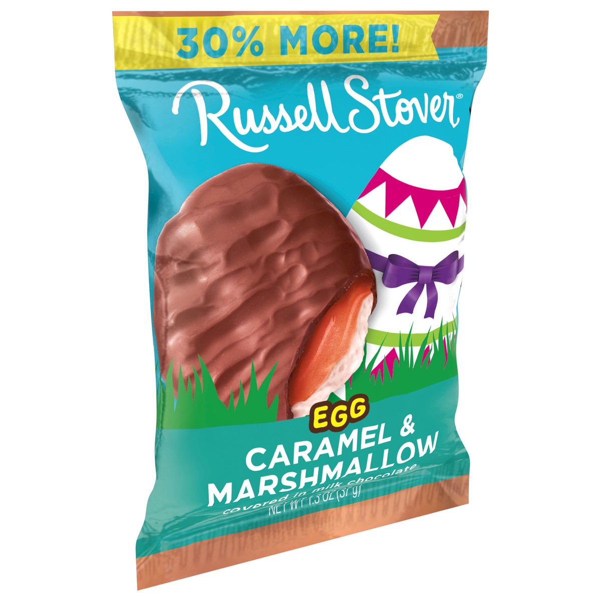 slide 7 of 8, RUSSELL STOVER Easter Caramel & Marshmallow Milk Chocolate Easter Egg, 1.3 oz., 1.3 oz