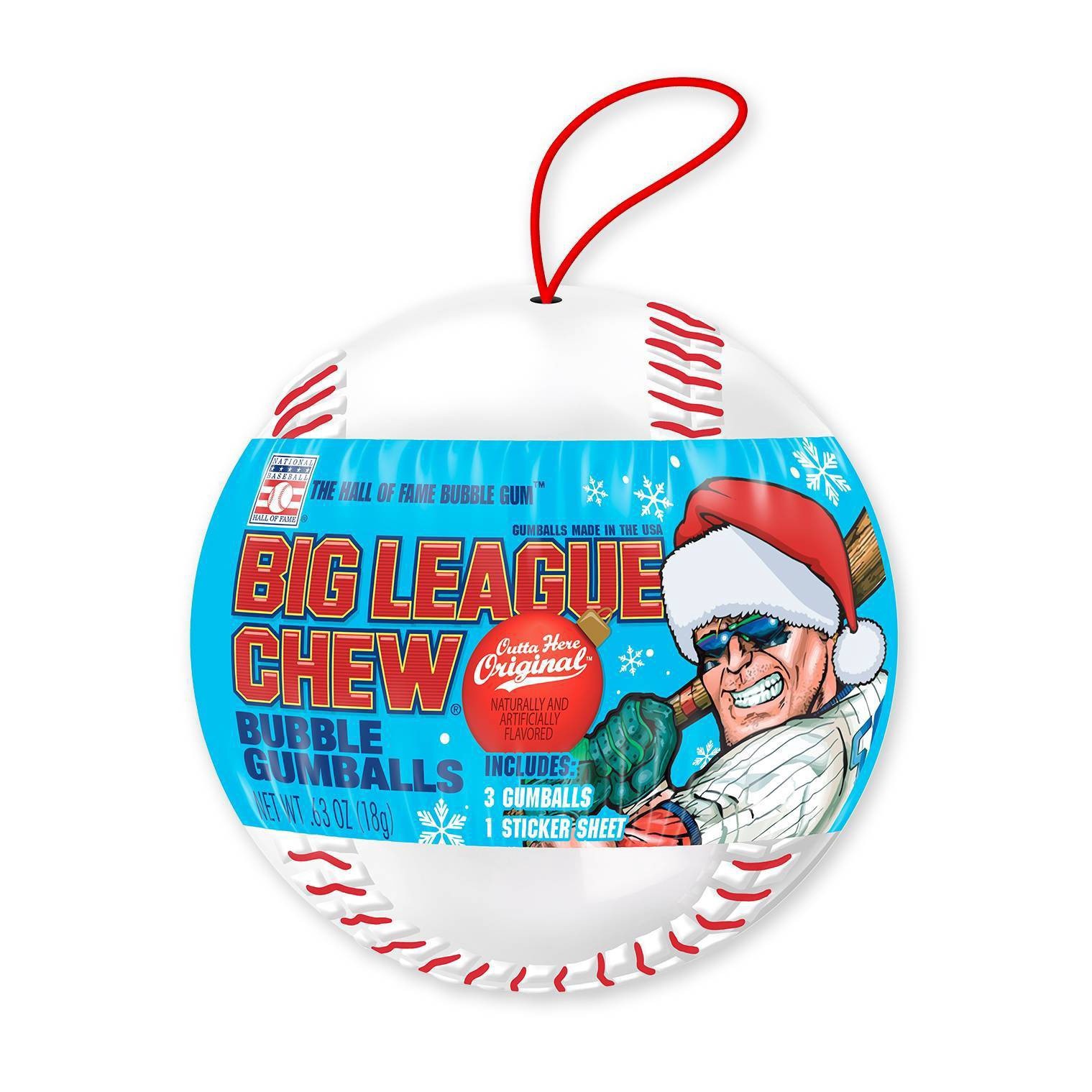 slide 1 of 1, Big League Chew Holiday Baseball Ornament, 0.63 oz