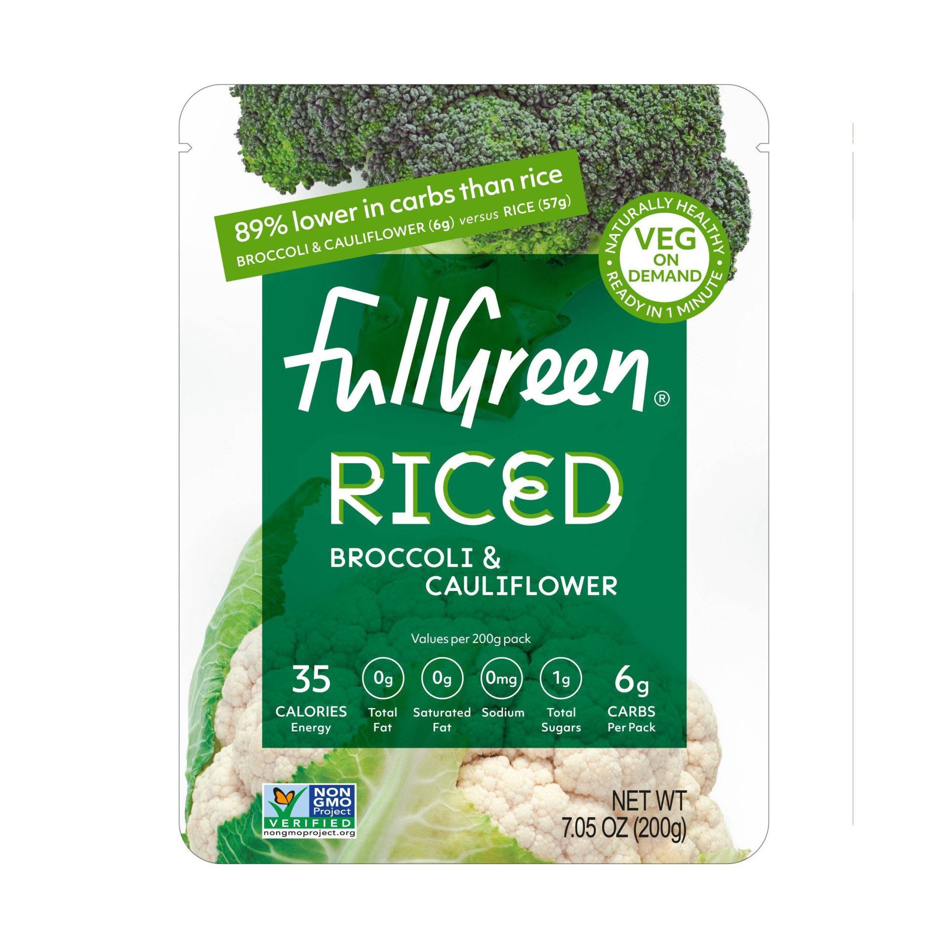 slide 1 of 3, Fullgreen Riced Broccoli & Cauliflower 7.05 oz, 7.05 oz