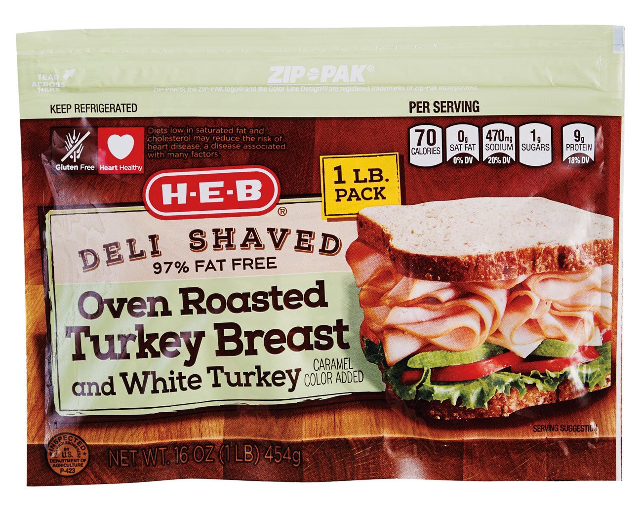 slide 1 of 1, H-E-B Deli Shaved Oven Roasted Turkey Breast & White Turkey, 16 oz