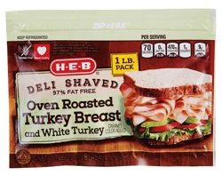 H-E-B Deli Shaved Oven Roasted Turkey Breast & White Turkey