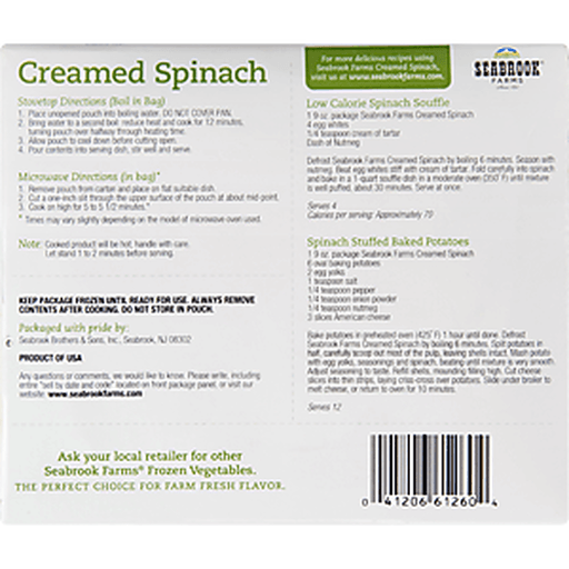 slide 7 of 8, Seabrook Farms Creamed Spinach, 9 oz