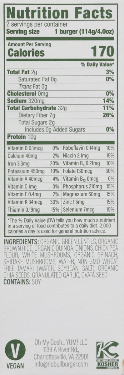 slide 10 of 14, NoBull Savory Mushroom Veggieburgers 2 - 0.25 lb Each, 2 ct