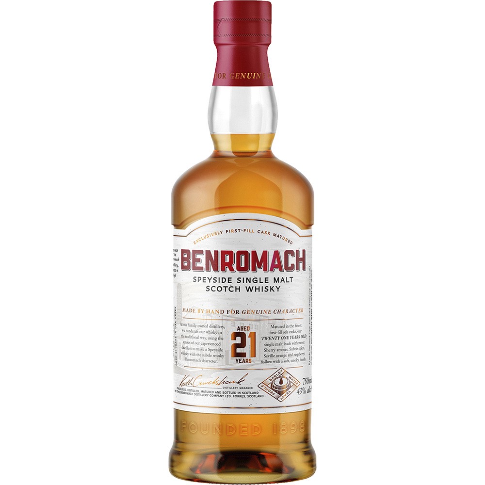 slide 1 of 1, Benromach 21yr Single Malt Scotch, 750 ml