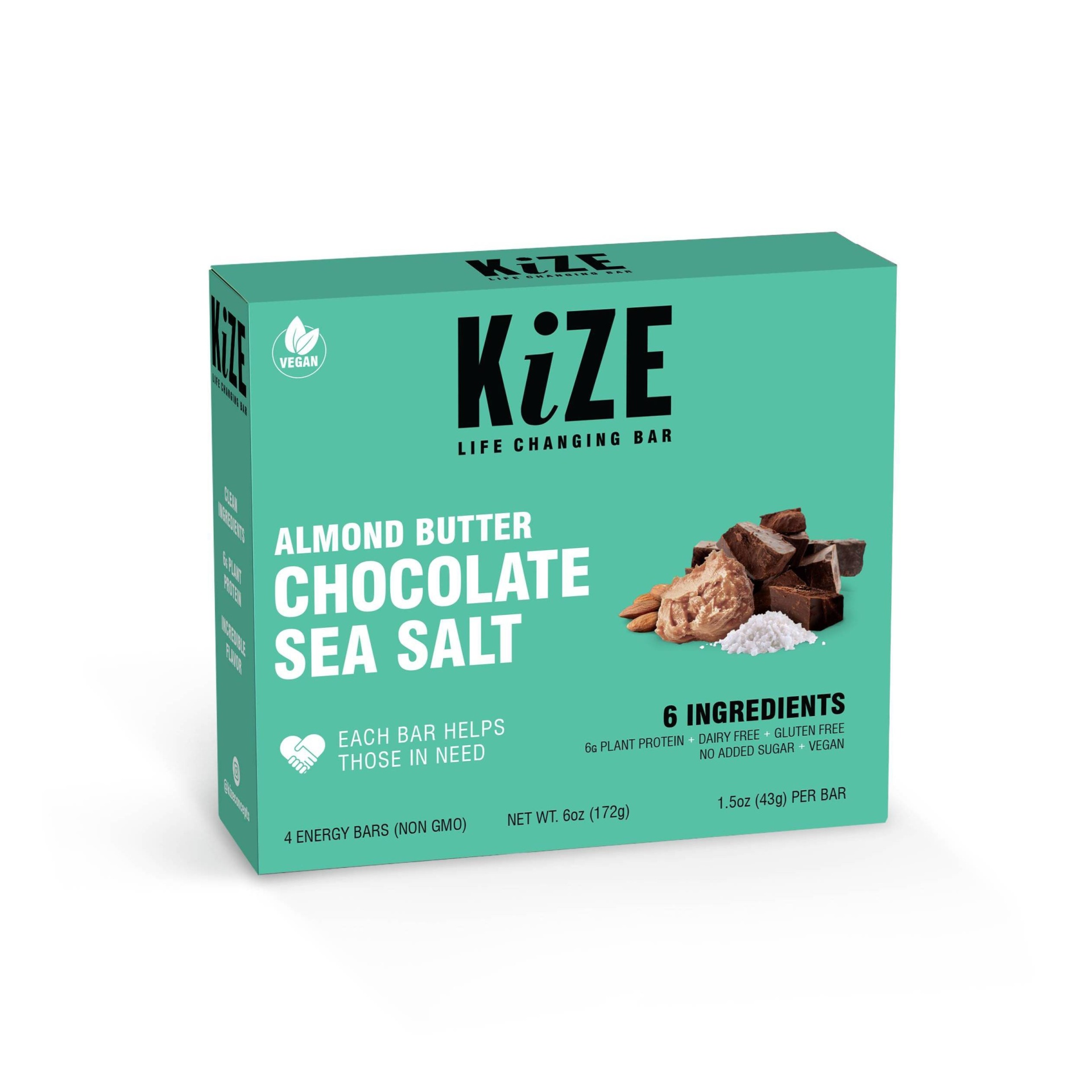 slide 1 of 3, Kize Raw Energy Bar Almond Butter Chocolate Sea Salt, 6 oz