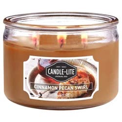Candle-Lite Everyday 3 Wick Jar Candle, Cinnamon Pecan Swirl