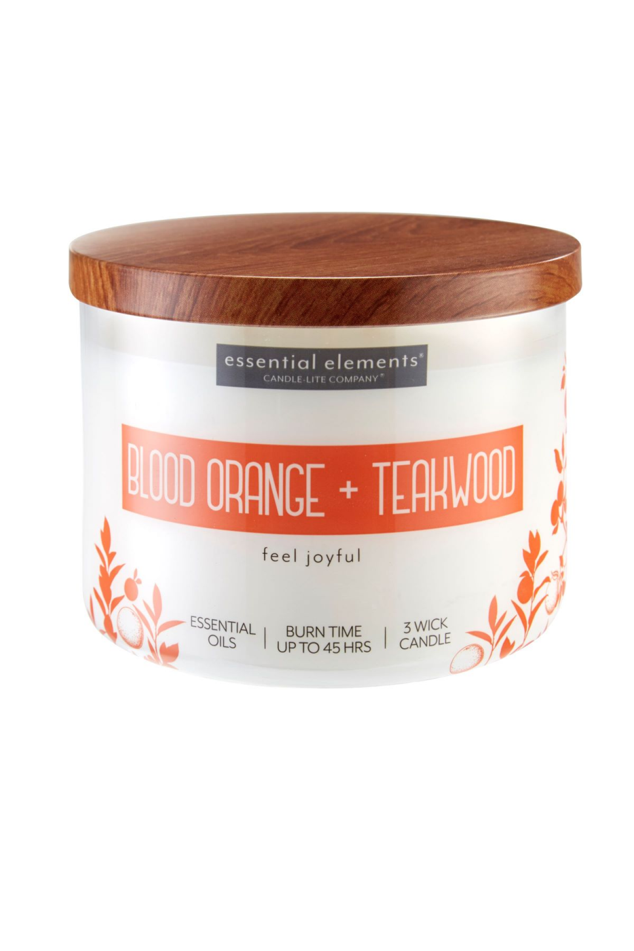 slide 1 of 1, Essential Elements 3 Wick Candle Blood Orange + Teakwood Candle 14.75 oz, 14.75 oz