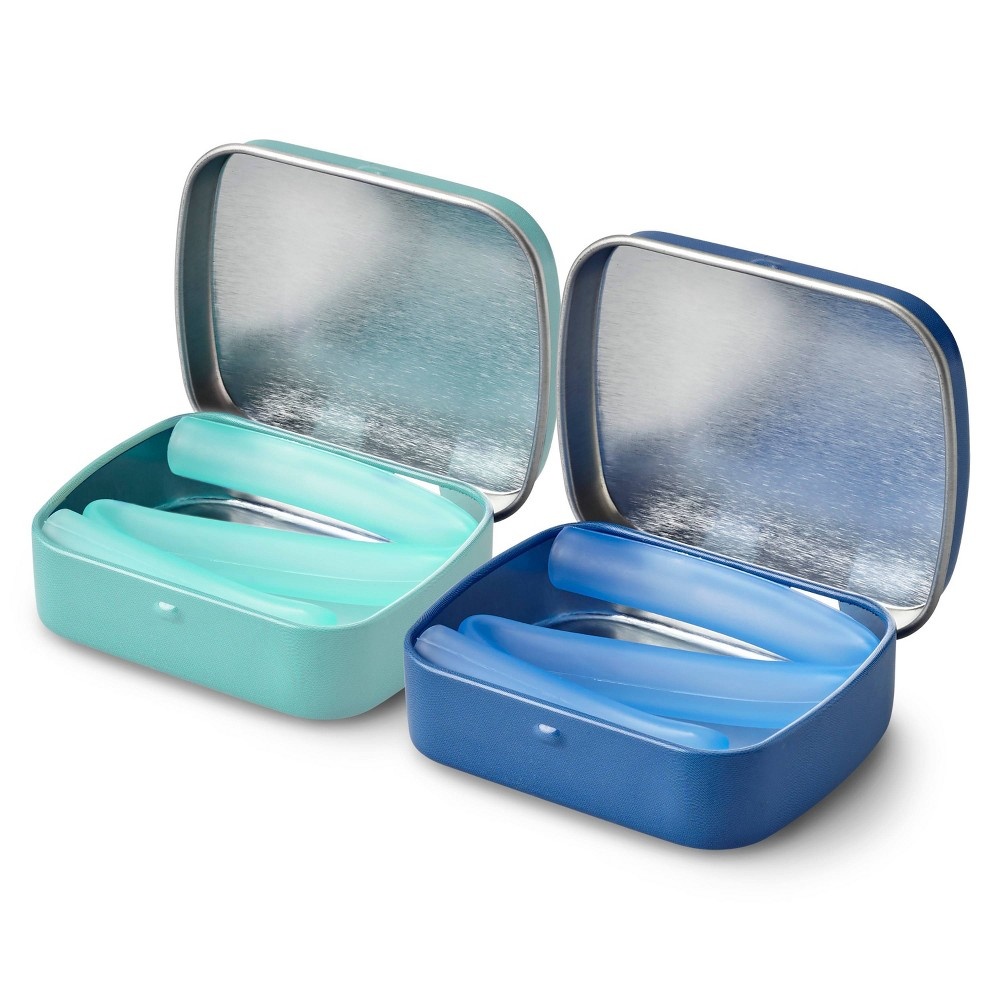 slide 4 of 7, GoSili Reusable Standard Straw Tins Cobalt/Mint, 2 ct