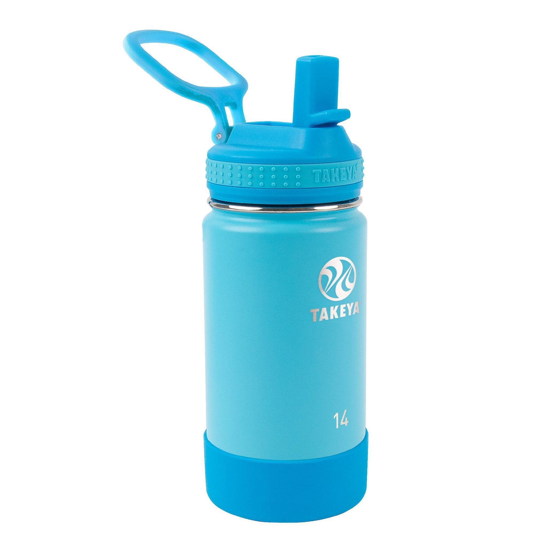 slide 1 of 5, Takeya 14oz Actives Insulated Stainless Steel Bottle with Straw Lid - Sail Blue/Atlantic, 1 ct