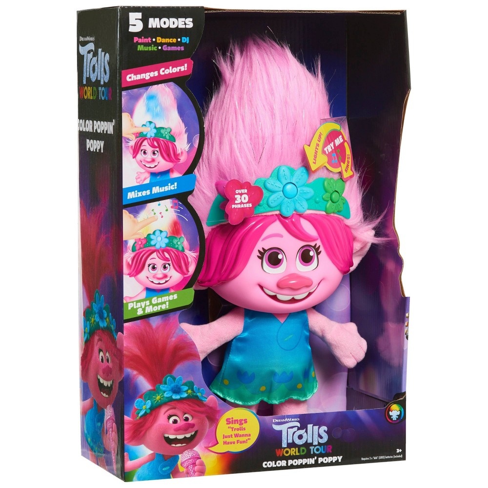 slide 2 of 5, Trolls World Tour Color Poppin' Poppy Plush Fashion Doll, 1 ct