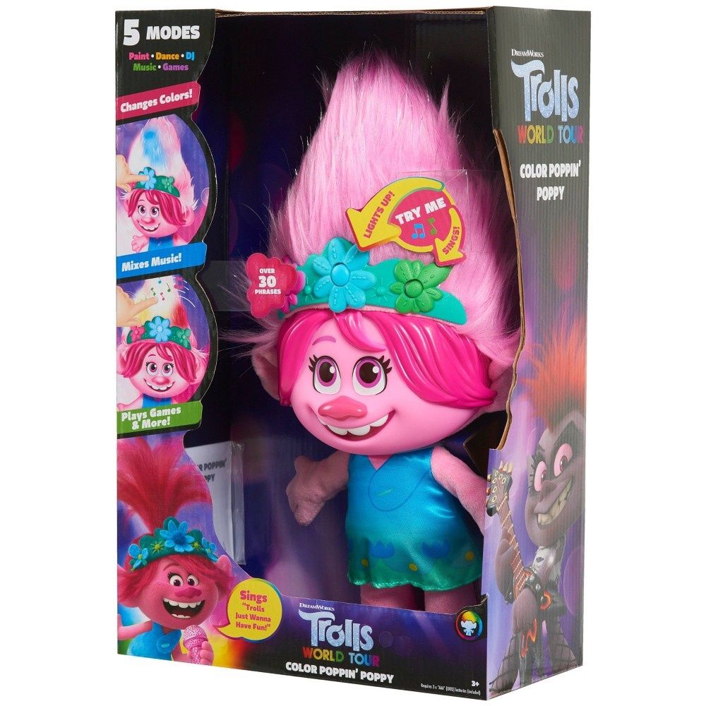 slide 3 of 5, Trolls World Tour Color Poppin' Poppy Plush Fashion Doll, 1 ct