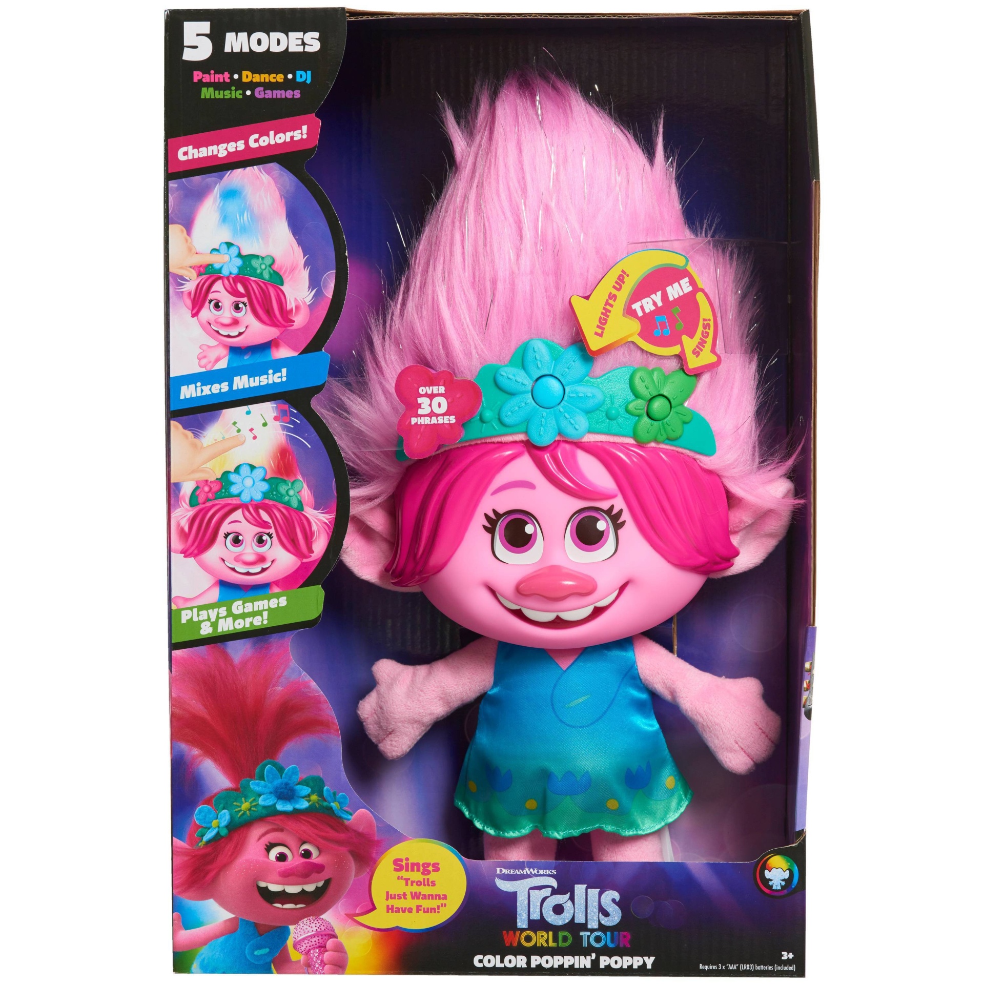 slide 1 of 5, Trolls World Tour Color Poppin' Poppy Plush Fashion Doll, 1 ct