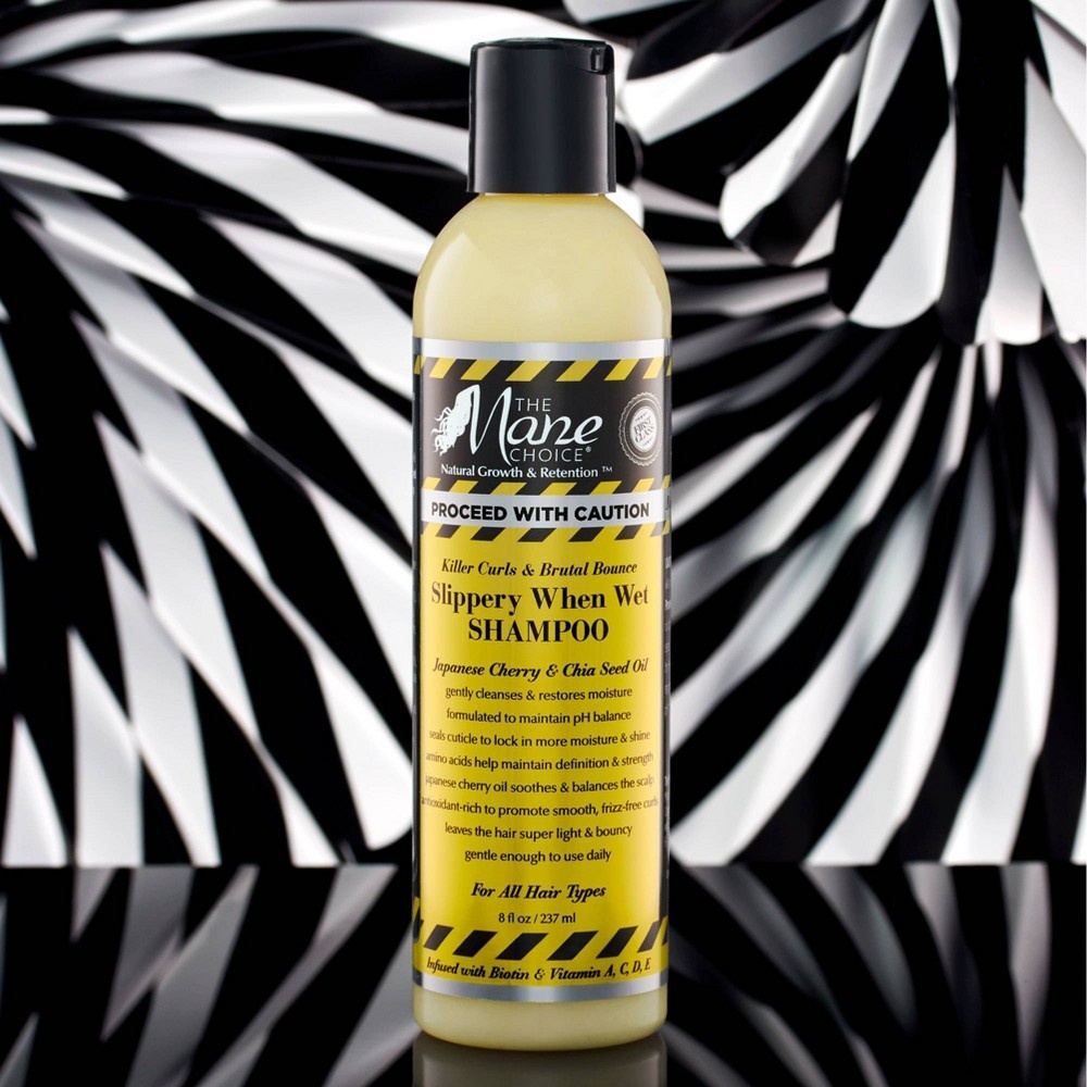 slide 2 of 4, The Mane Choice Proceed With Caution Killer Curls & Brutal Bounce Slippery When Wet Shampoo, 8 fl oz