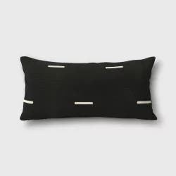 Woven Stripe Outdoor Lumbar Decorative Pillow Black - Project 62