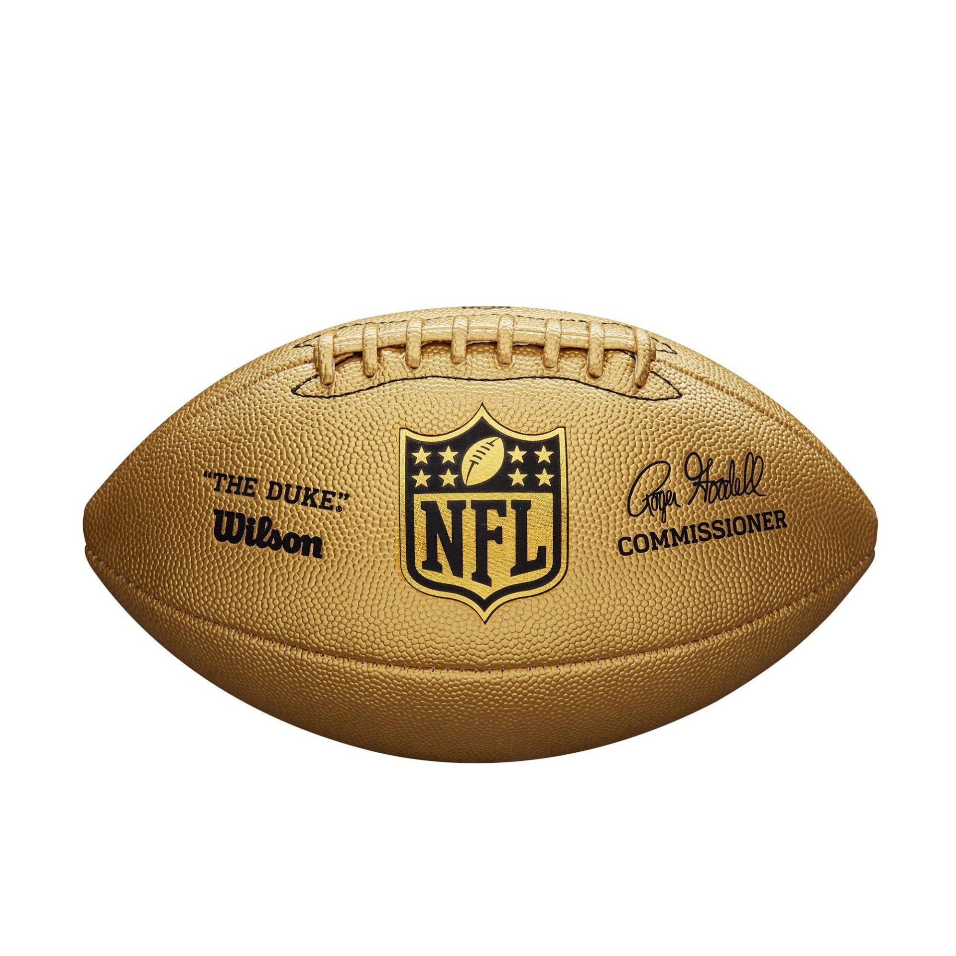 slide 1 of 3, Wilson NFL Duke Gold Metallic Football, 1 ct
