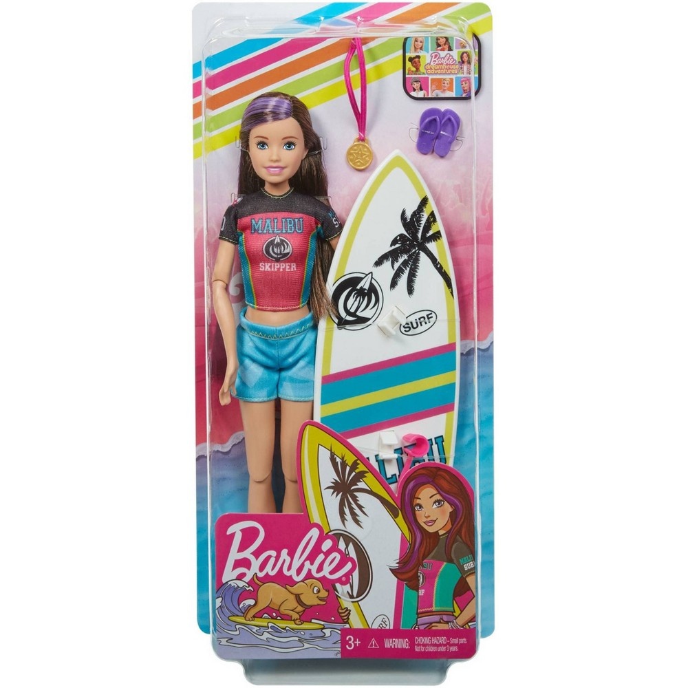 slide 6 of 6, Barbie Sports Skipper Surfing Doll, 1 ct