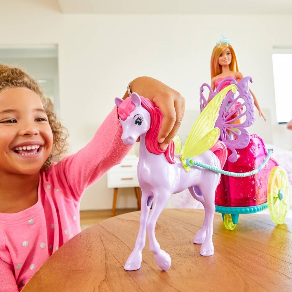 slide 2 of 6, Barbie Dreamtopia Fantasy Horse & Chariot with Princess Doll, 1 ct