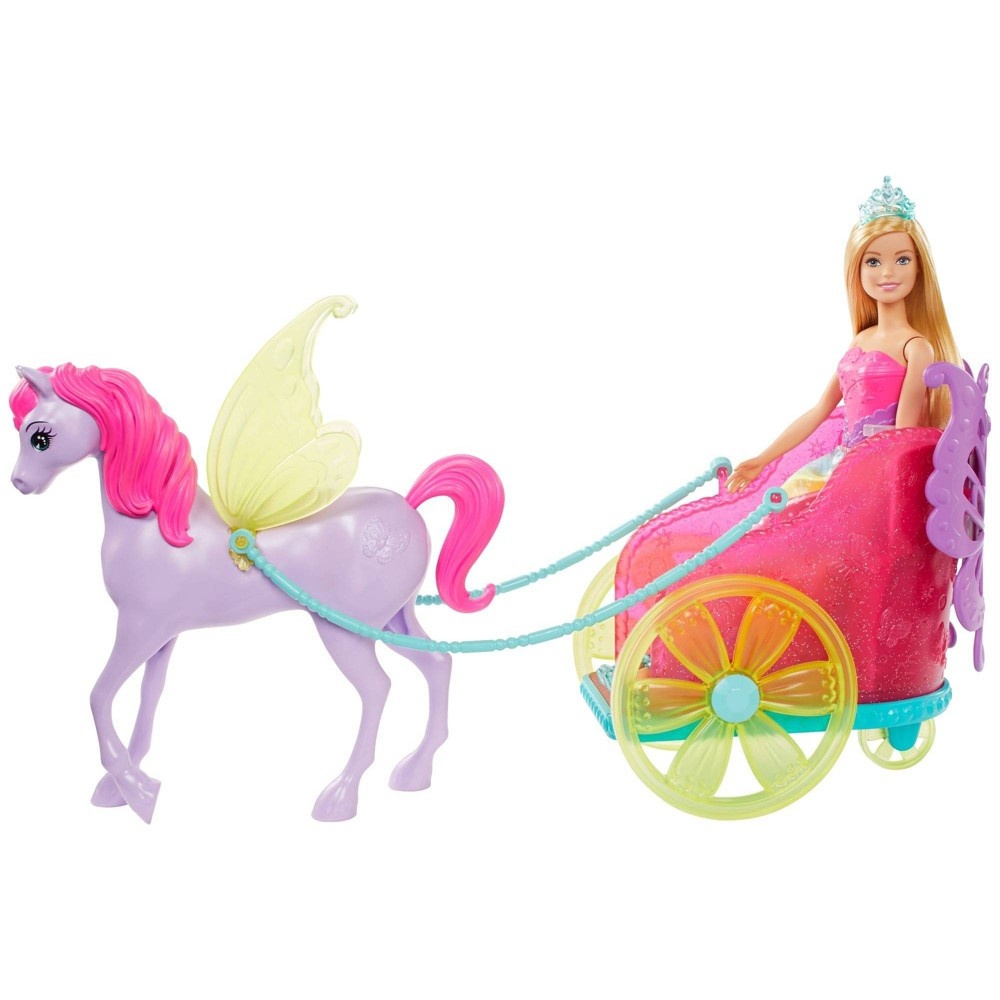 slide 4 of 6, Barbie Dreamtopia Fantasy Horse & Chariot with Princess Doll, 1 ct