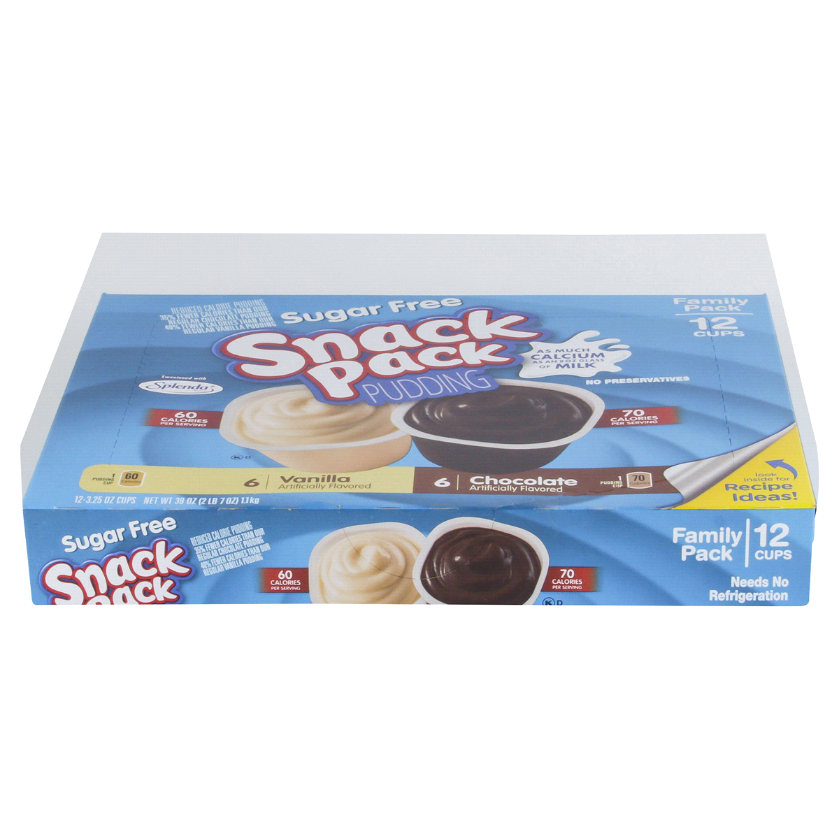 slide 3 of 5, Snack Pack Sugar Free Chocolate and Vanilla Flavored Pudding Family Pack, 12 Count Pudding Cups (6 Pack), 12 ct