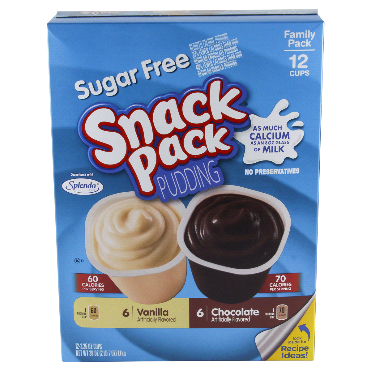 slide 5 of 5, Snack Pack Sugar Free Chocolate and Vanilla Flavored Pudding Family Pack, 12 Count Pudding Cups (6 Pack), 12 ct