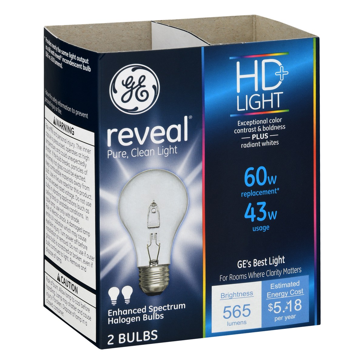 slide 3 of 9, GE Bulbs 60 Watt Clear Reveal, 2 ct