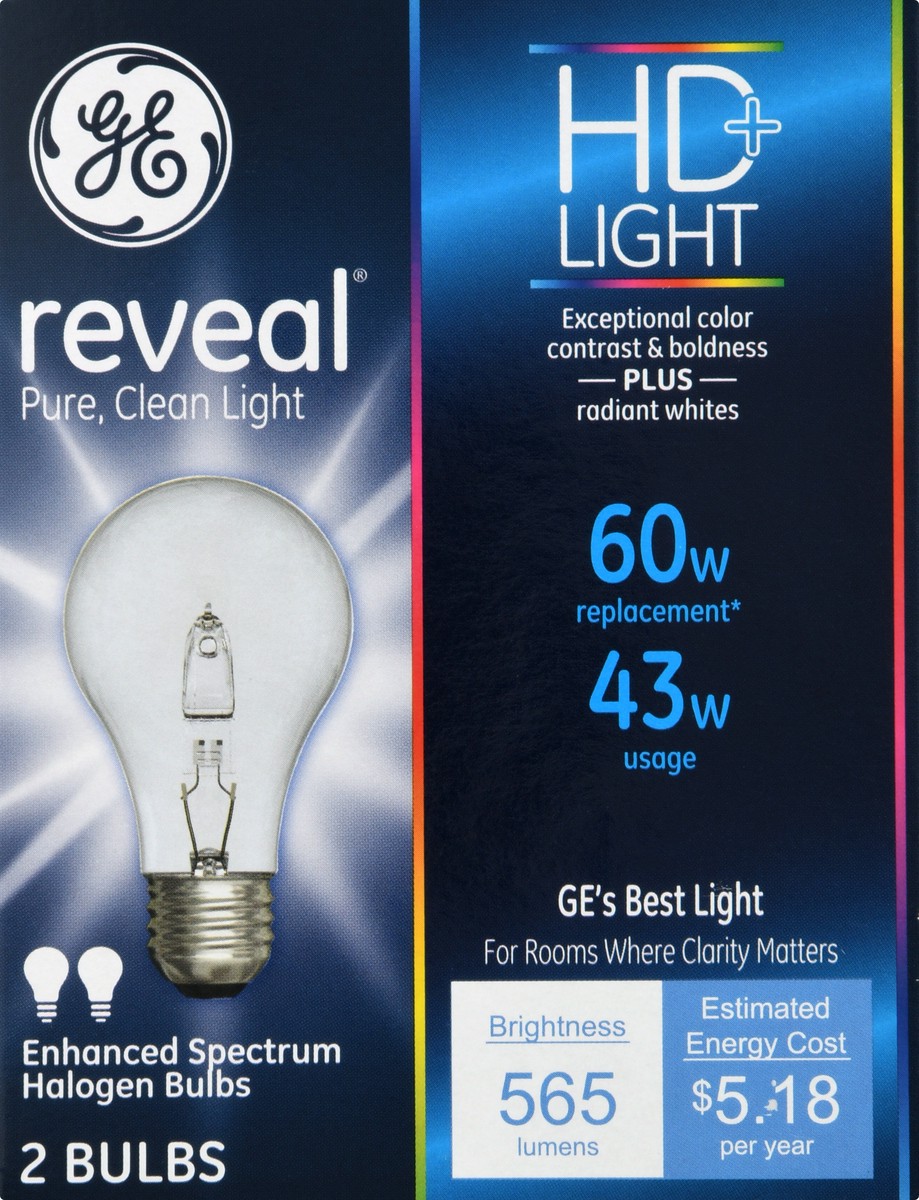 slide 6 of 9, GE Bulbs 60 Watt Clear Reveal, 2 ct