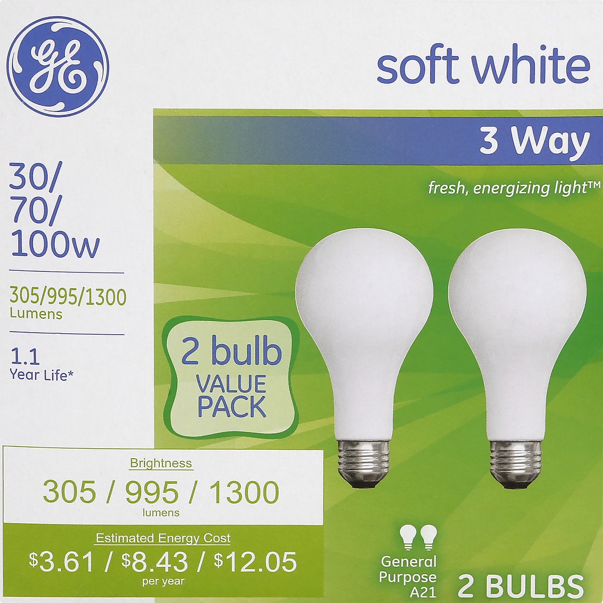 slide 7 of 11, GE Light Bulbs A21 Soft White General Purposes 30 70 150 Watts - 2 Count, 2 ct