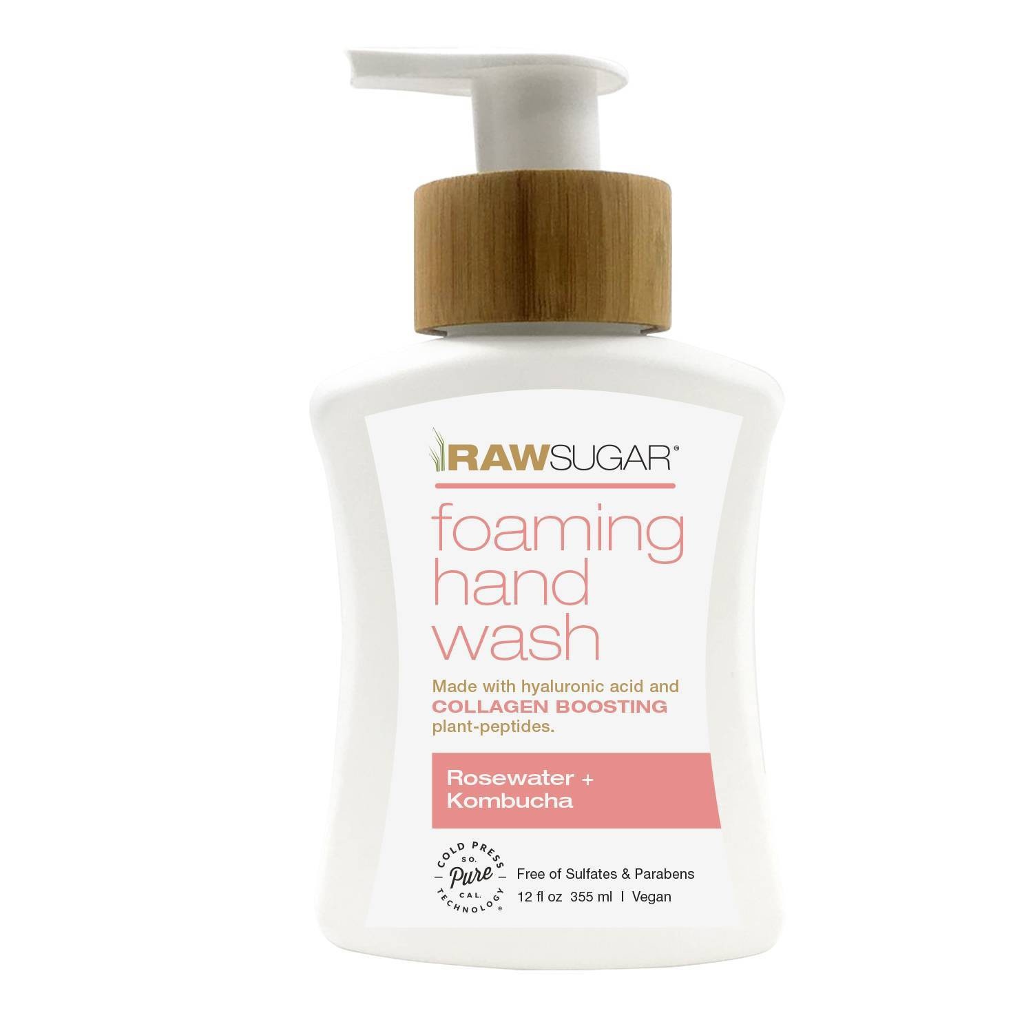 slide 1 of 1, Raw Sugar Foaming Hand Wash Rosewater + Kombucha, 12 fl oz