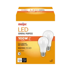 Meijer Mjr Led 14w A19 5500 Hr Soft Wh 100w 2pk